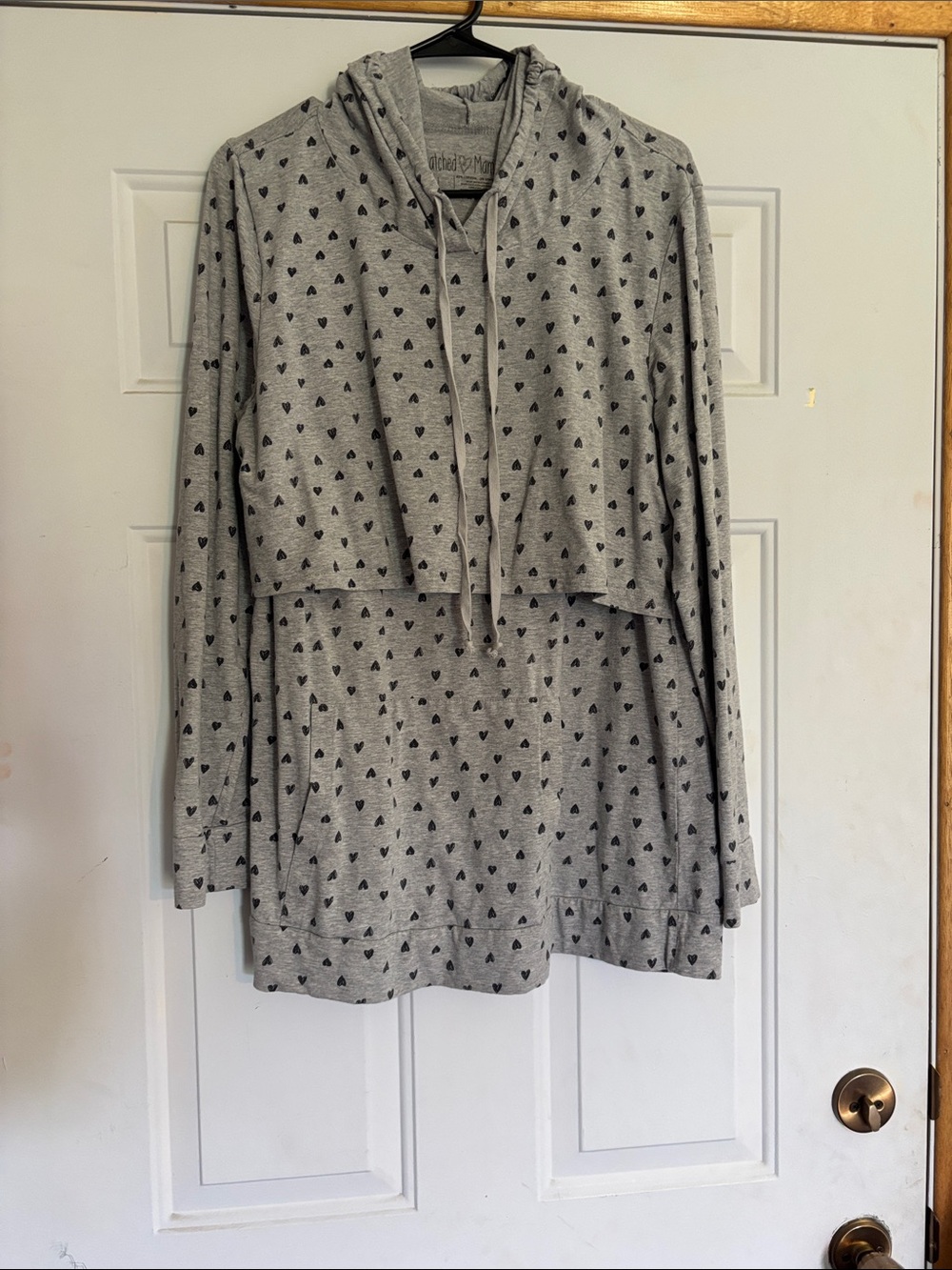Latched Mama Gray Heart Print Hoodie
